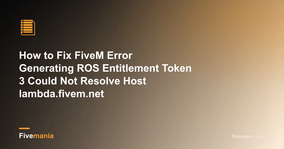 Fix FiveM ROS Entitlement Token Error | Fivemania Blog